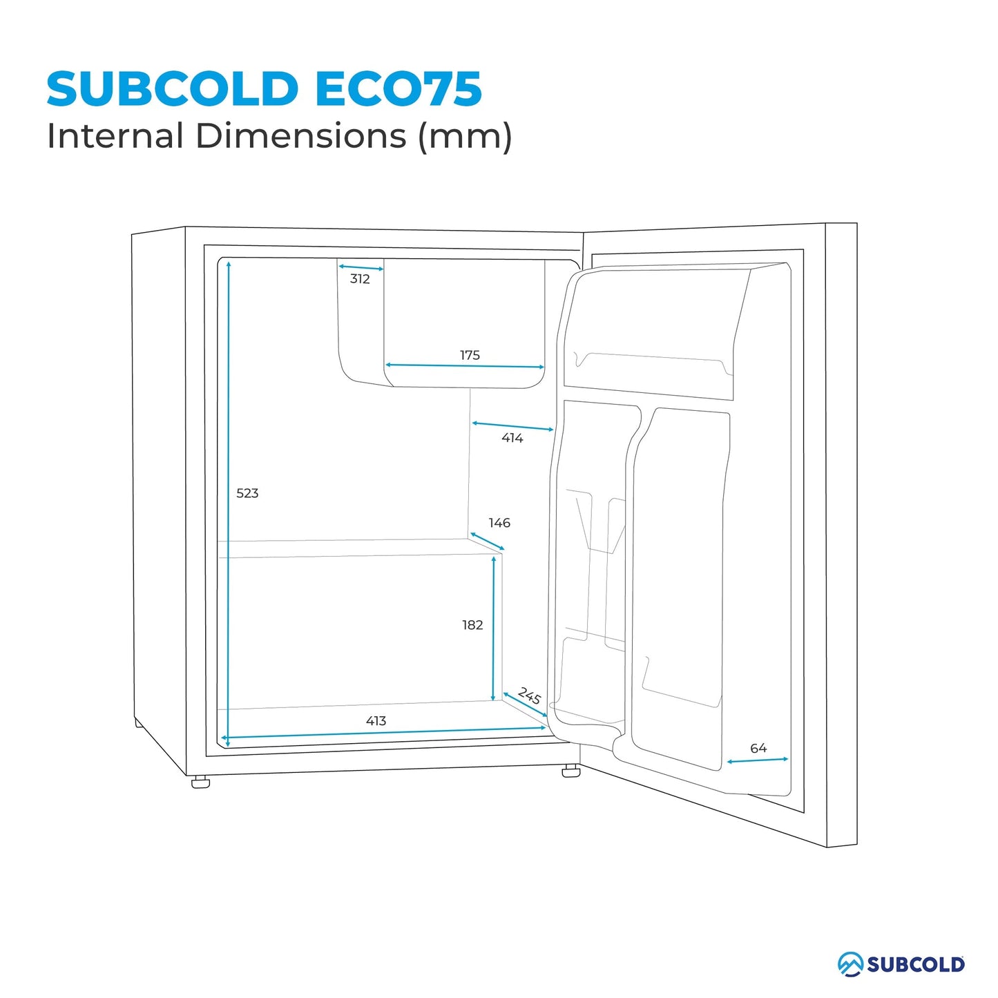 Subcold Eco75 Table Top Fridge - Black | Refurbished