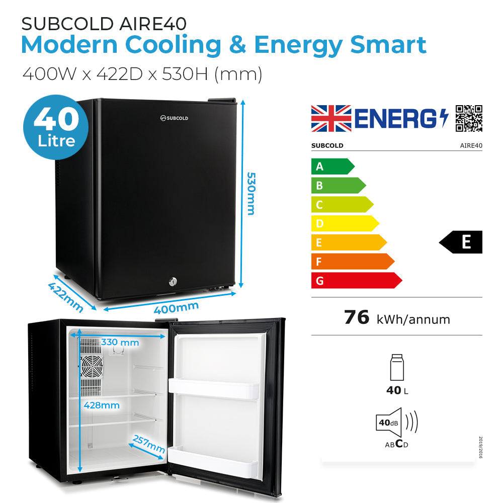 Subcold Aire40 LED Mini Fridge - Black | Refurbished