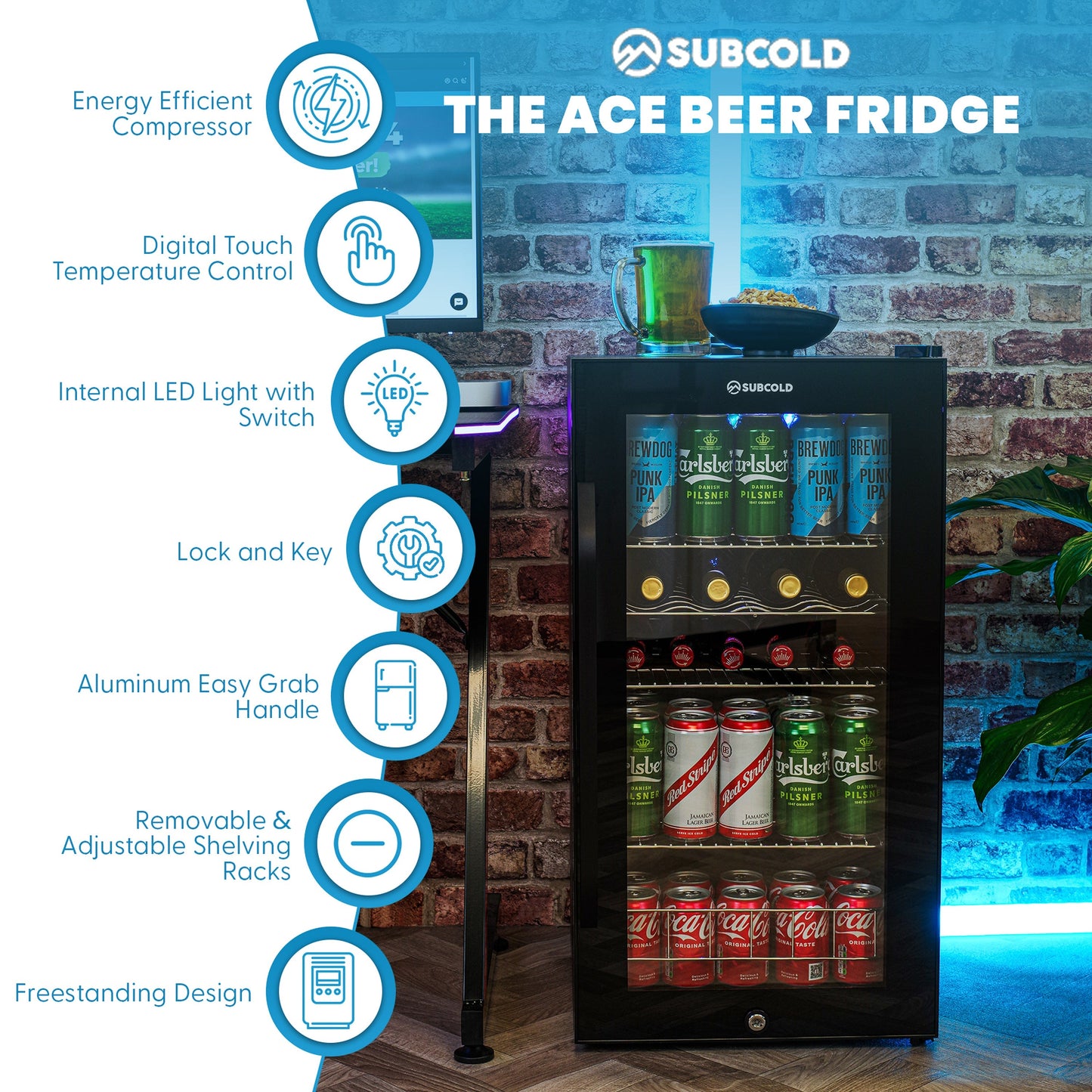 Subcold Ace 90 LED Touch Control Beer Fridge - Black | Refurbished
