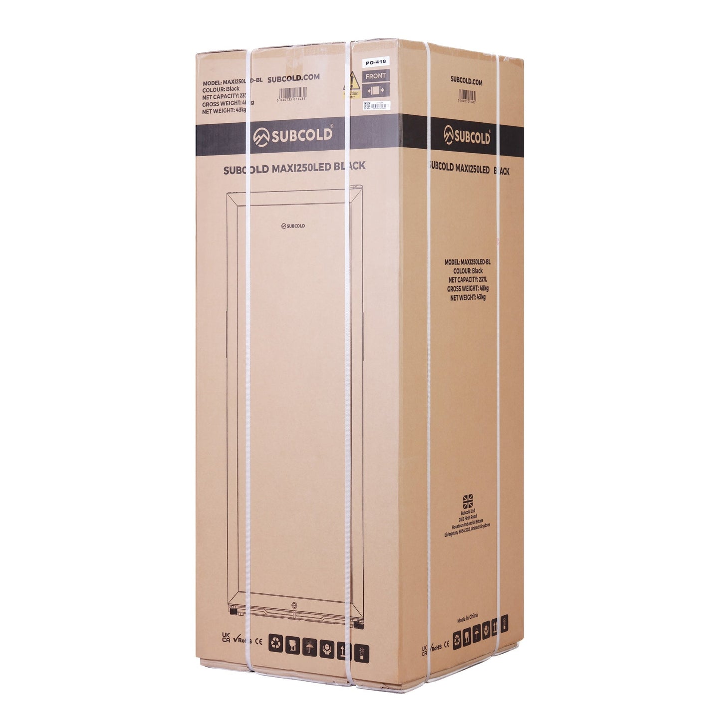 Subcold Maxi250 Tall Drinks Fridge Black | Refurbished
